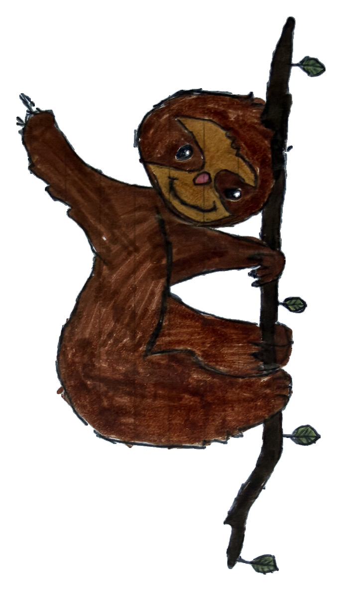 A child's drawing of a sloth
